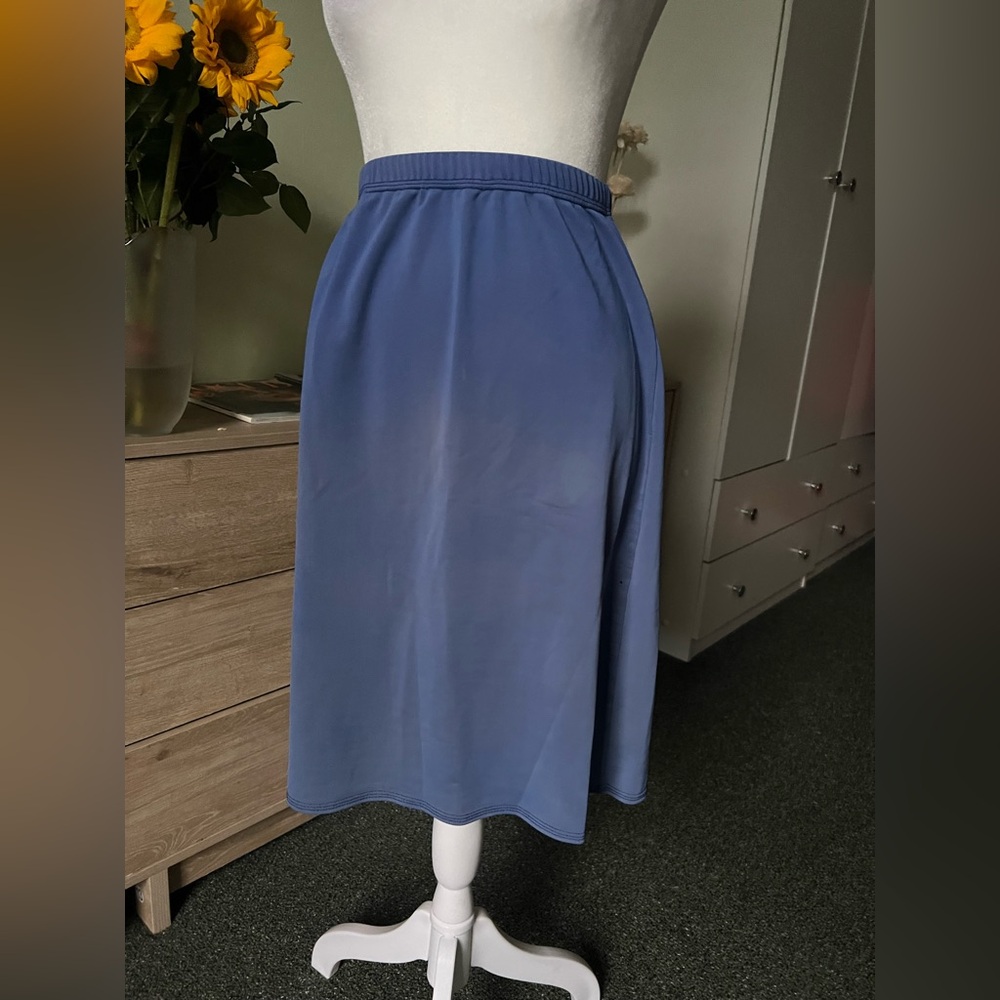 Blue Knee-Length A-Line Modest Swim Beach Summer Cover-Up Rash Gaurd Skirt XS/S